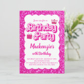 Malibu Themed Pink Puppe Geburtstag Einladung (Stehend Vorderseite)