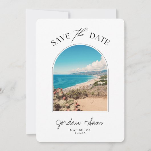 Malibu Wedding Coastline Save the Date Einladung (Vorderseite)