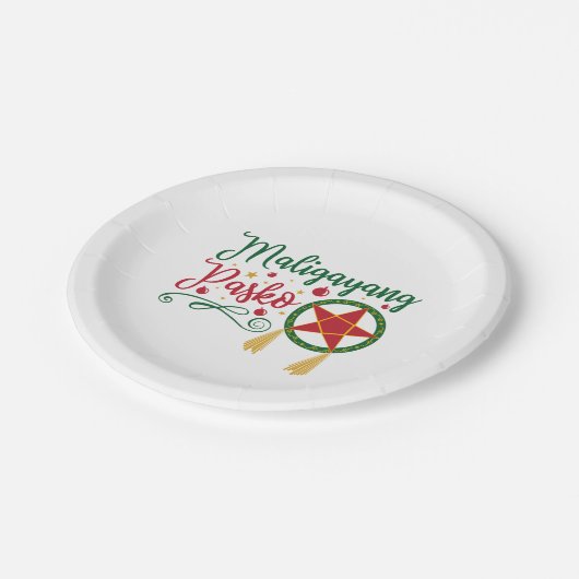 Maligayang Pasko Filipino Weihnachten Philippinen Pappteller (Schrägansicht)