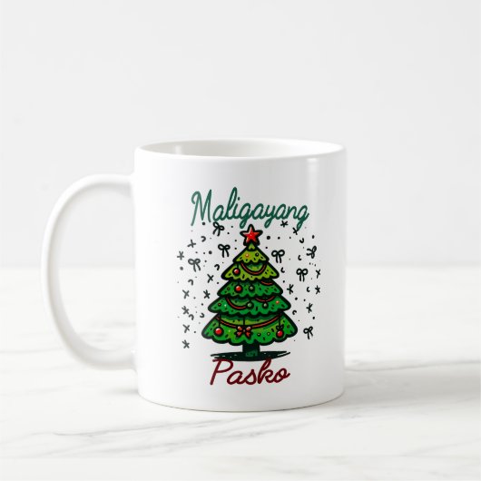 Maligayang Pasko Filipino Weihnachtsgeschenk Kaffeetasse (Links)