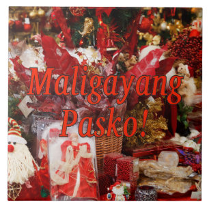 Maligayang Pasko! Frohe Weihnachten in Tagalog rf Fliese