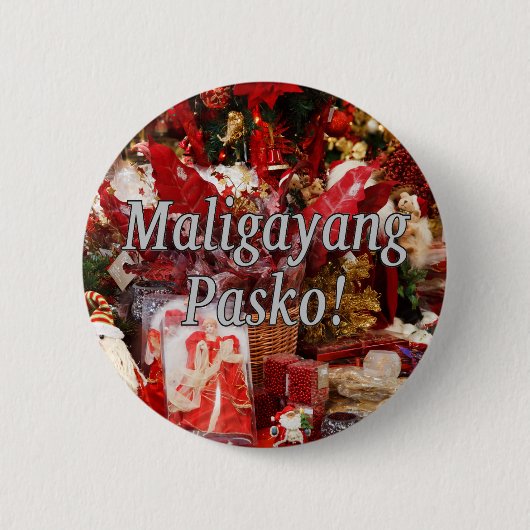 Maligayang Pasko! Frohe Weihnachten in Tagalog wf Button (Vorderseite)