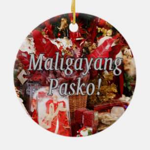 Maligayang Pasko! Frohe Weihnachten in Tagalog wf Keramikornament