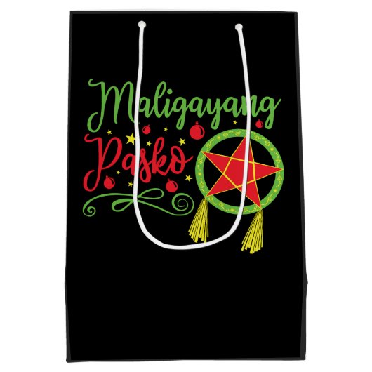 Maligayang Pasko Weihnachten Philippinen Mittlere Geschenktüte (Rückseite)