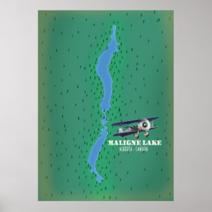 Maligne Lake Alberta Kanada Seemap Poster