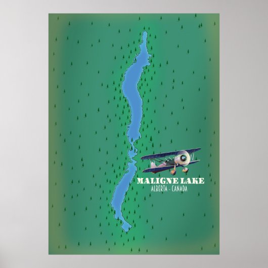 Maligne Lake Alberta Kanadische Seekarte Poster (Vorne)