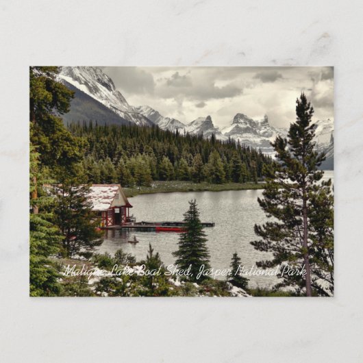 Maligne Lake Boat Shed Jasper Natn'l Park Postcard Postkarte (Vorderseite)
