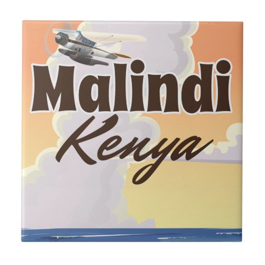Malindi Kenia Vintage-Urlaubsposter Fliese (Vorderseite)
