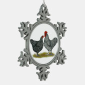 Maline Chickens Schneeflocken Zinn-Ornament (Links)