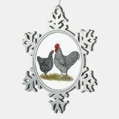Maline Chickens Schneeflocken Zinn-Ornament (Rechts)