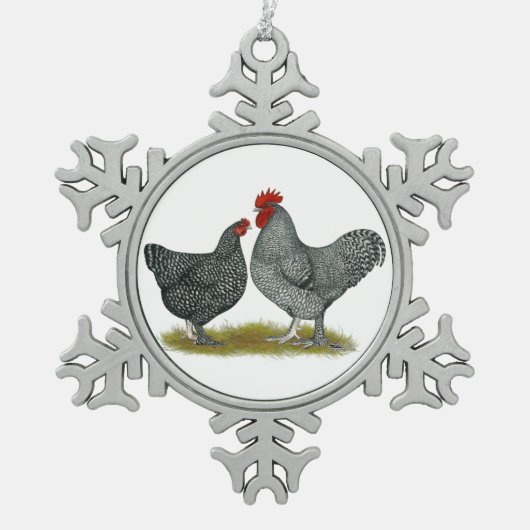Maline Chickens Schneeflocken Zinn-Ornament (Vorderseite)