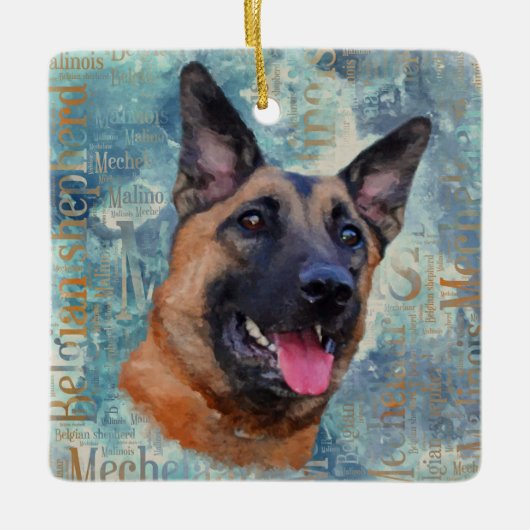 Malinois - belgischer Schäfer - Mechelaar Keramikornament (Vorderseite)
