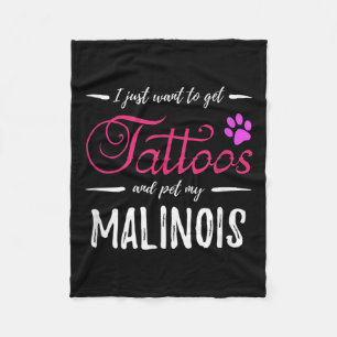 Malinois Dog Lover Tattoo Funny Dog Mama Geschenk Fleecedecke