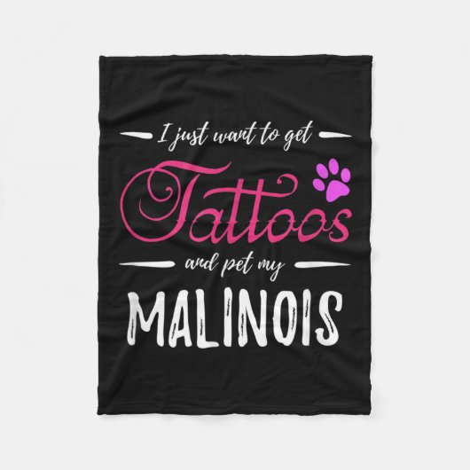 Malinois Dog Lover Tattoo Funny Dog Mama Geschenk Fleecedecke (Vorderseite)