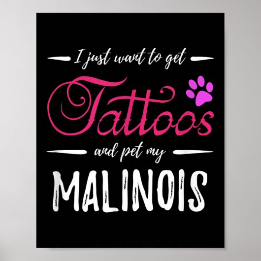 Malinois Dog Lover Tattoo Funny Dog Mama Geschenk  Poster (Vorne)