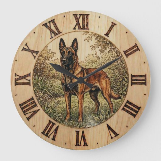 Malinois Dog Wall Clock – Home Decor Große Wanduhr (Vorderseite)