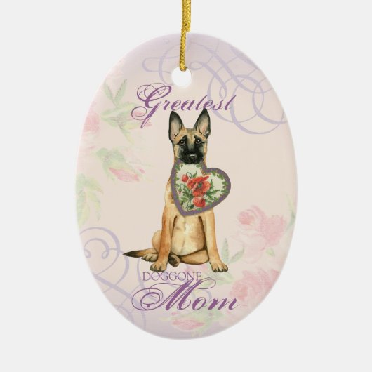 Malinois Heart Mama Keramik Ornament (Vorne)