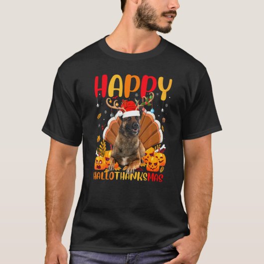Malinois-Hund  Glücklicher Malinois Hellothanksmas T-Shirt (Vorderseite)