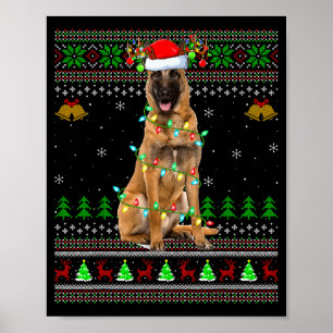 Malinois Hund hässliche Weihnachtspullover Feierta Poster