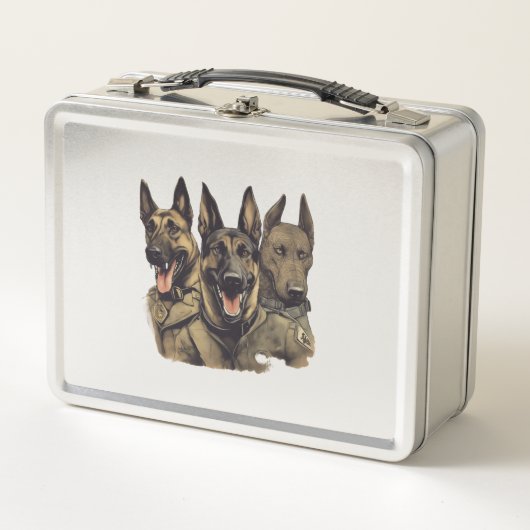 Malinois K-9 Patrouillenhunde Metall Brotdose (Vorderseite)