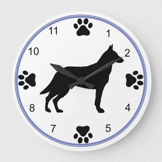 Malinois Silhouette Große Wanduhr (Vorderseite)