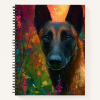 Malinois with Wildflowers Portrait Notizblock