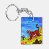 Malkunsttiger und fliegende Vogelkunst-Fantasie Schlüsselanhänger (Vorderseite links)