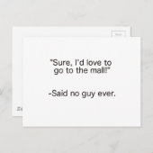 Mall sagte, kein Typ je schwarz blau rot Postkarte (Vorne/Hinten)