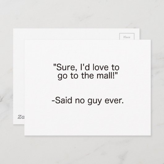 Mall sagte, kein Typ je schwarz blau rot Postkarte (Vorne/Hinten)