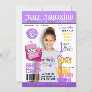 Mall Scavenger Hunt Geburtstagsparty Einladung
