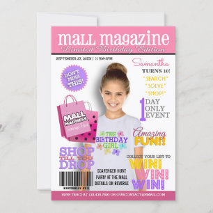 Mall Scavenger Hunt Geburtstagsparty Einladung