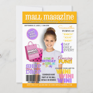 Mall Scavenger Hunt Geburtstagsparty Einladung