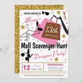 Mall Scavenger Hunt Party Einladung (Vorne/Hinten)