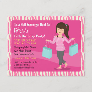 Mall Scavenger Jagd Geburtstagsparty Zebra Print Einladung