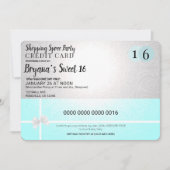 Mall Shopping Spree Kreditkarte Sweet 16 Party Einladung (Vorderseite)