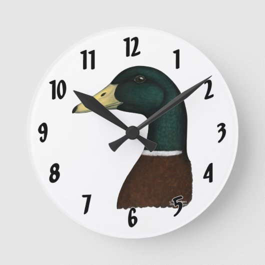 Mallard Drake Head Runde Wanduhr (Vorderseite)