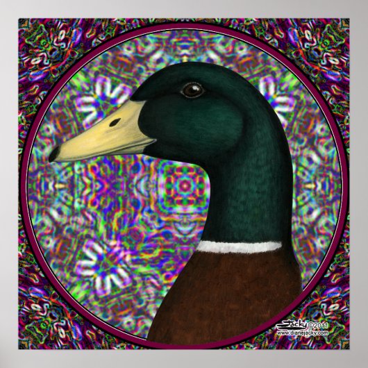 Mallard Drake Mosaic Circle Poster (Vorne)