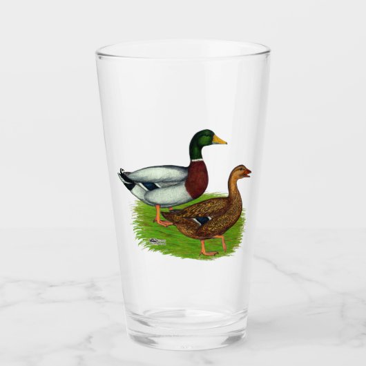 Mallard Drake und Duck Glas (Vorderseite)
