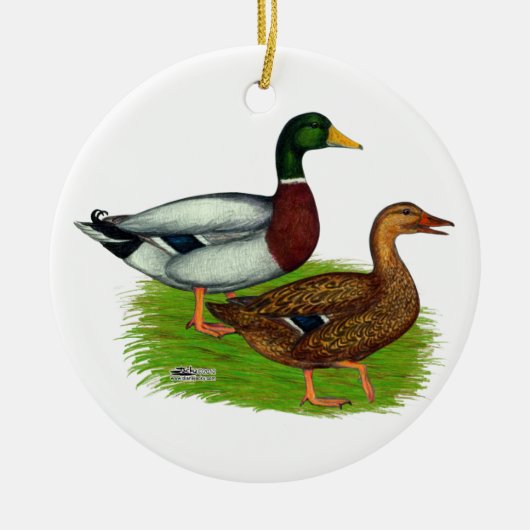 Mallard Drake und Duck Keramik Ornament (Vorne)