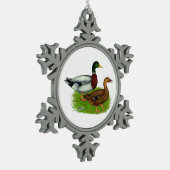 Mallard Drake und Duck Schneeflocken Zinn-Ornament (Links)