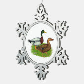 Mallard Drake und Duck Schneeflocken Zinn-Ornament (Rechts)