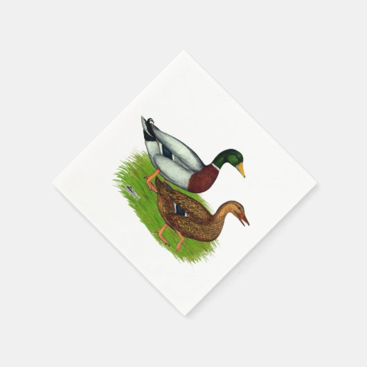 Mallard Drake und Duck Serviette (Ecke)