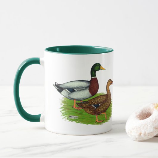 Mallard Drake und Duck Tasse (Mit Donut)