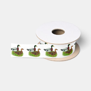 Mallard Drake und Ente Satinband