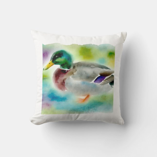 Mallard Duck 091024AREF134 - Watercolor Kissen (Vorderseite)