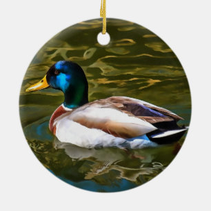Mallard Duck Artistic Portrait Keramik Ornament