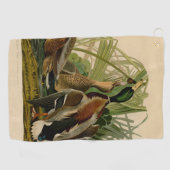 Mallard Duck Audubon Bird Malerei Golfhandtuch (Horizontal)