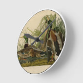 Mallard Duck Audubon Bird Malerei Runde Wanduhr (Winkel)