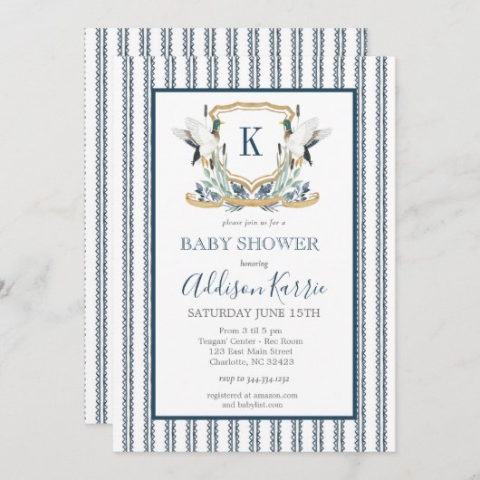 Mallard Duck Baby Dusche Einladung (Vorne/Hinten)