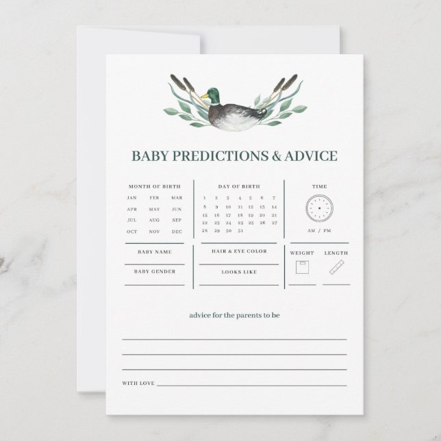 Mallard Duck Baby Predictions and Advice Game (Vorderseite)